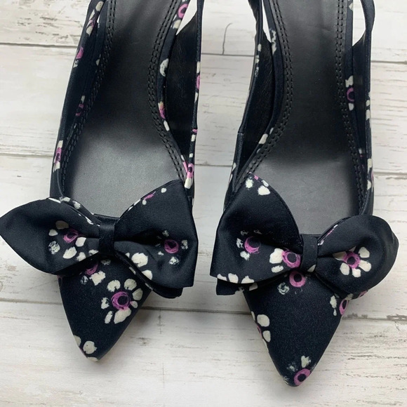 Tory Burch Rosalind Bow Pumps SlingBack Heels 7 1/2 Floral Career Classic - Picture 4 of 10